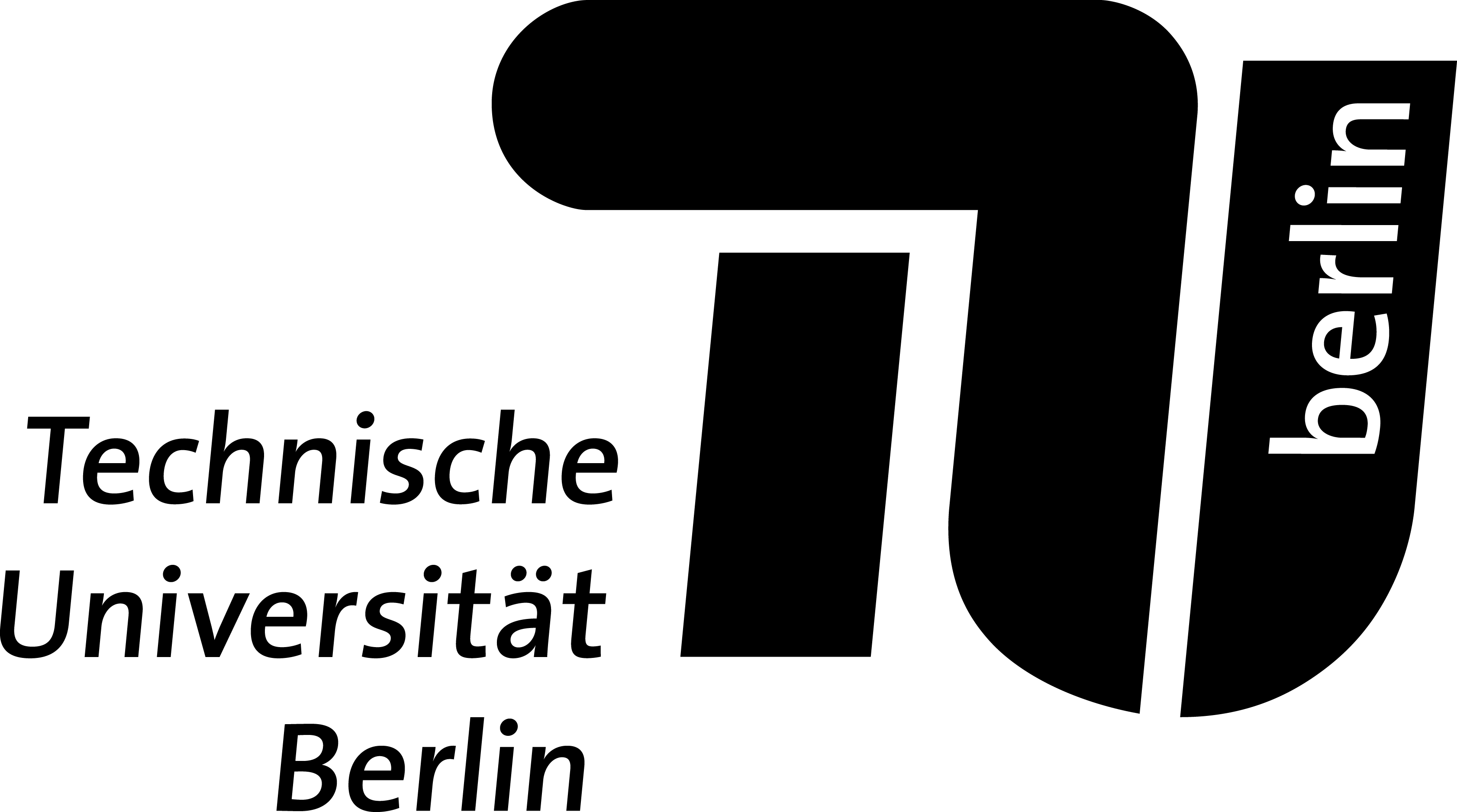 Logo of Technische Universität Berlin. A black an big TU with the universities name on the left of it.