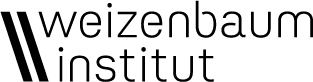 The logo of the Weizenbaum Institute. Two black backslashes with the institutes name on the right of it.